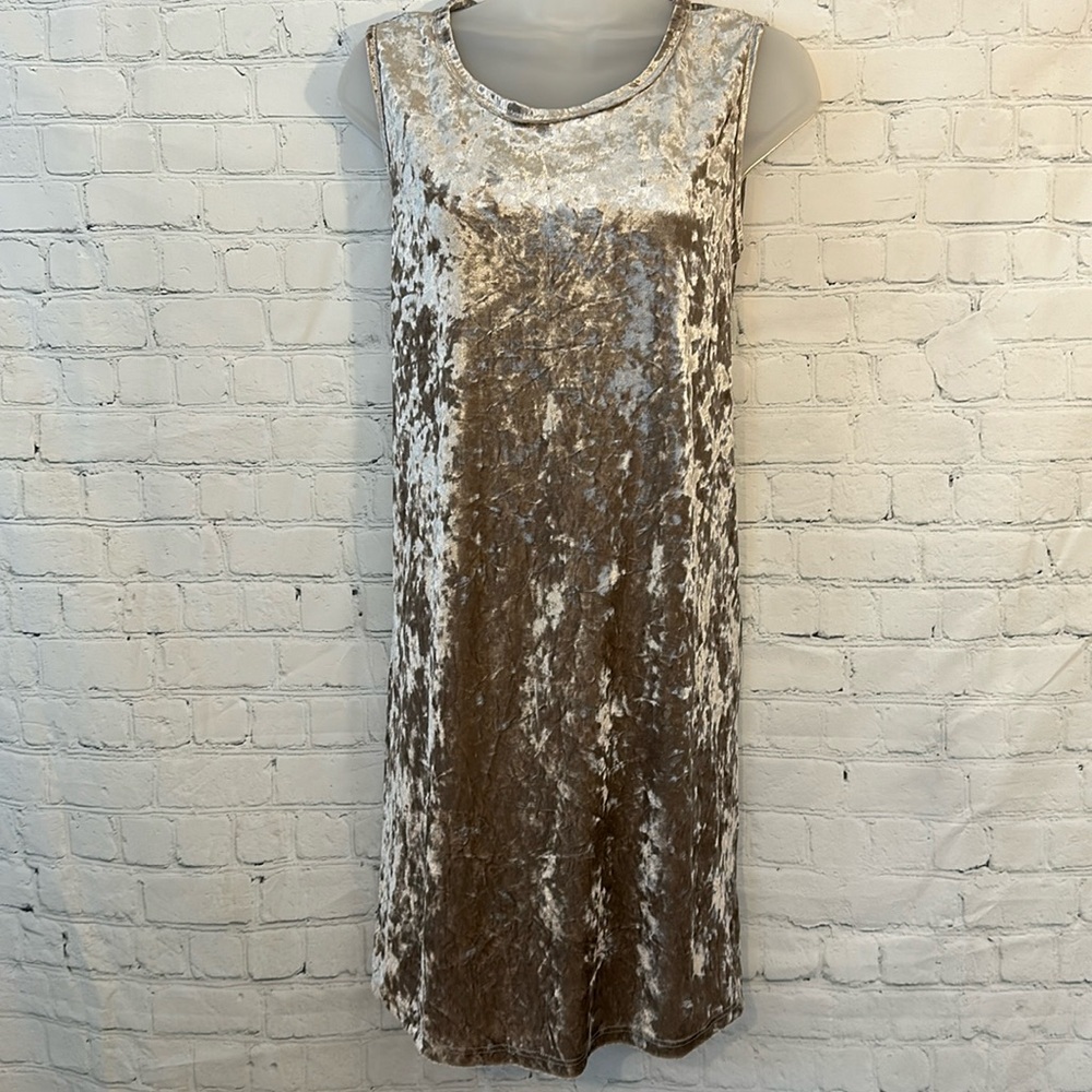 ee:some crinkled velvet pewter color flowy dress